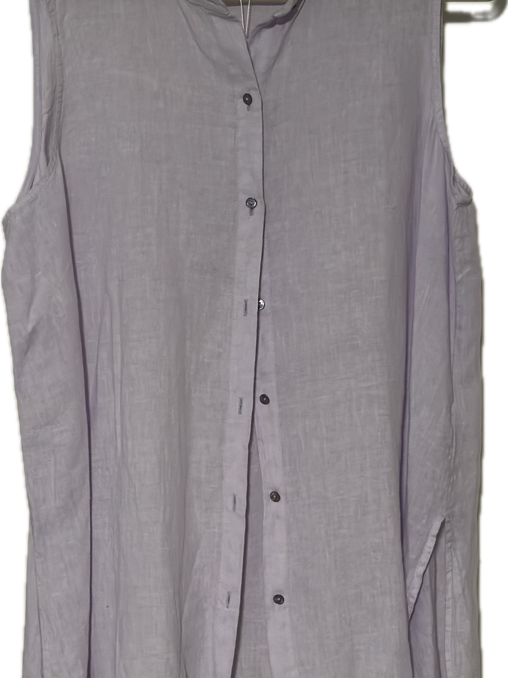 Eileen Fisher Organic Sleeveless Button-Front Linen Top in Light Lavender